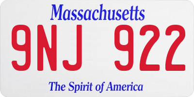 MA license plate 9NJ922