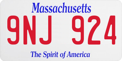 MA license plate 9NJ924