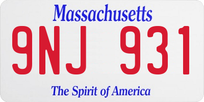 MA license plate 9NJ931