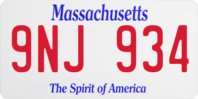 MA license plate 9NJ934
