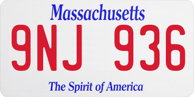 MA license plate 9NJ936