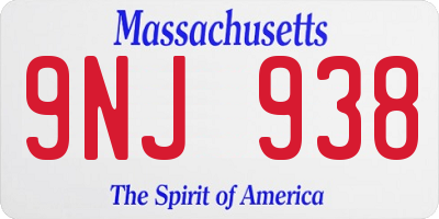 MA license plate 9NJ938