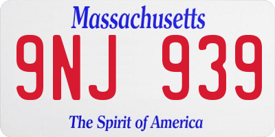 MA license plate 9NJ939