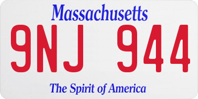 MA license plate 9NJ944