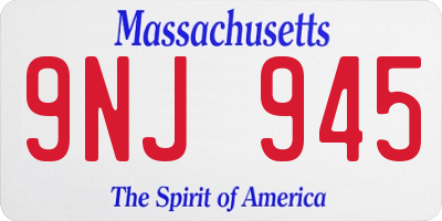 MA license plate 9NJ945