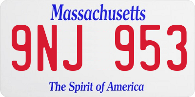 MA license plate 9NJ953