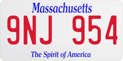 MA license plate 9NJ954