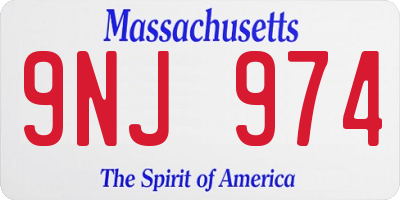 MA license plate 9NJ974