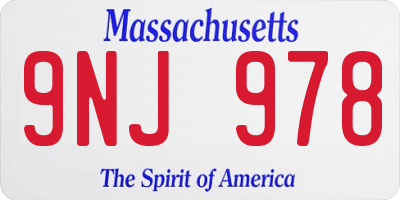 MA license plate 9NJ978