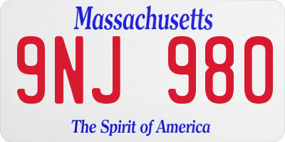 MA license plate 9NJ980
