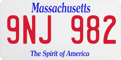 MA license plate 9NJ982