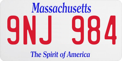 MA license plate 9NJ984