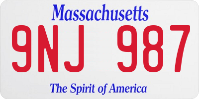 MA license plate 9NJ987