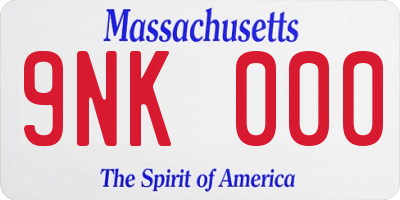 MA license plate 9NK000