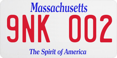 MA license plate 9NK002