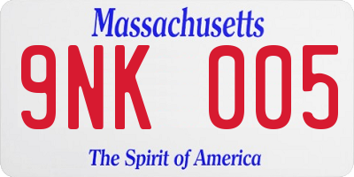 MA license plate 9NK005