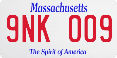 MA license plate 9NK009