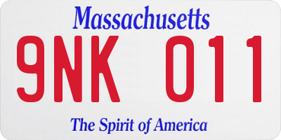 MA license plate 9NK011
