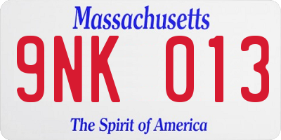 MA license plate 9NK013