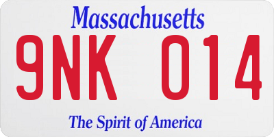 MA license plate 9NK014