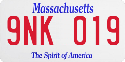 MA license plate 9NK019