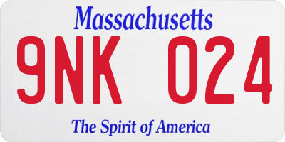 MA license plate 9NK024