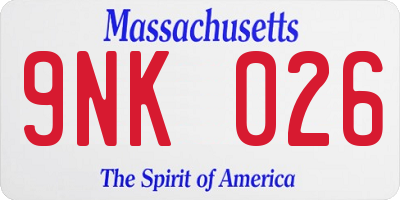 MA license plate 9NK026