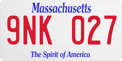 MA license plate 9NK027