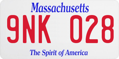 MA license plate 9NK028