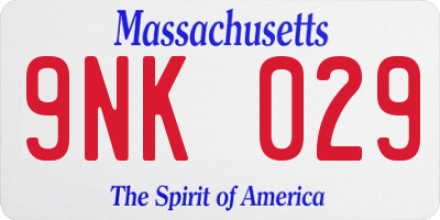 MA license plate 9NK029