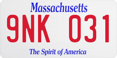 MA license plate 9NK031