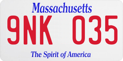 MA license plate 9NK035
