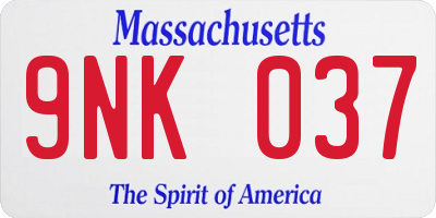 MA license plate 9NK037