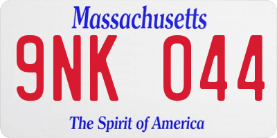 MA license plate 9NK044