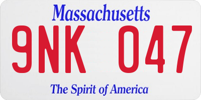 MA license plate 9NK047