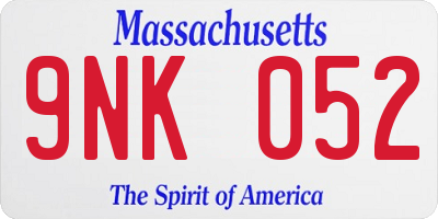 MA license plate 9NK052