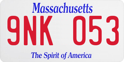 MA license plate 9NK053