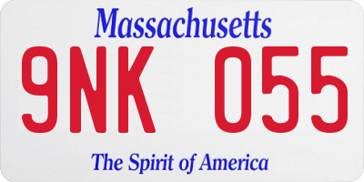 MA license plate 9NK055