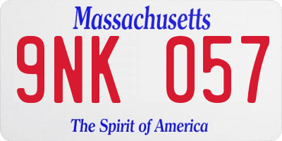 MA license plate 9NK057