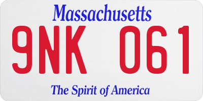 MA license plate 9NK061