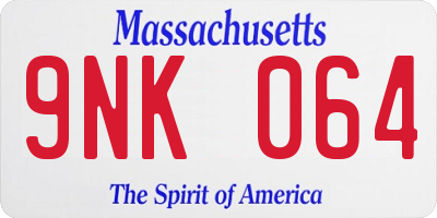 MA license plate 9NK064
