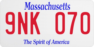 MA license plate 9NK070