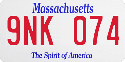 MA license plate 9NK074