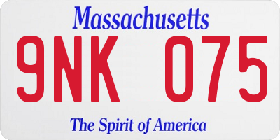 MA license plate 9NK075