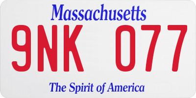 MA license plate 9NK077