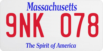 MA license plate 9NK078
