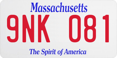 MA license plate 9NK081