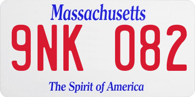MA license plate 9NK082