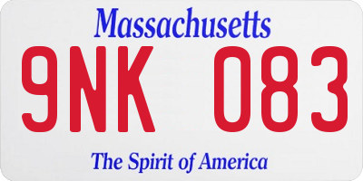 MA license plate 9NK083