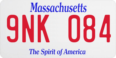 MA license plate 9NK084